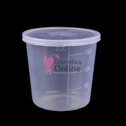 Cana/ pahar din plastic gradat GCP01 de 200 ml, Transparent cu capac